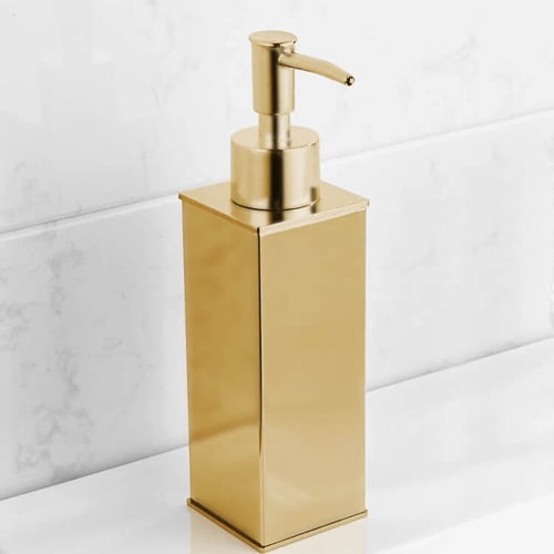 Soap Dispenser, Square, Modern, Matte Gold Nameeks NCB121